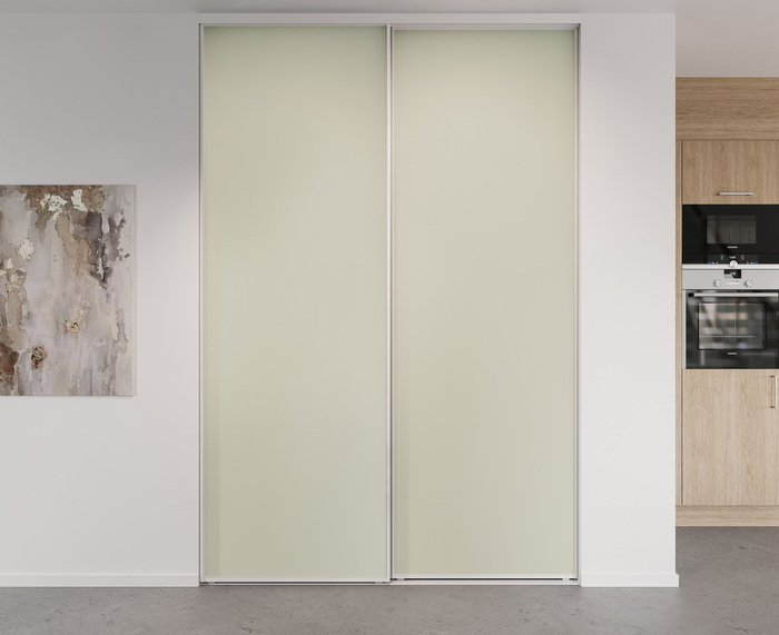Skjutdörr Opal Alu Vit Melamin Beige 931-1080 mm Pelly 